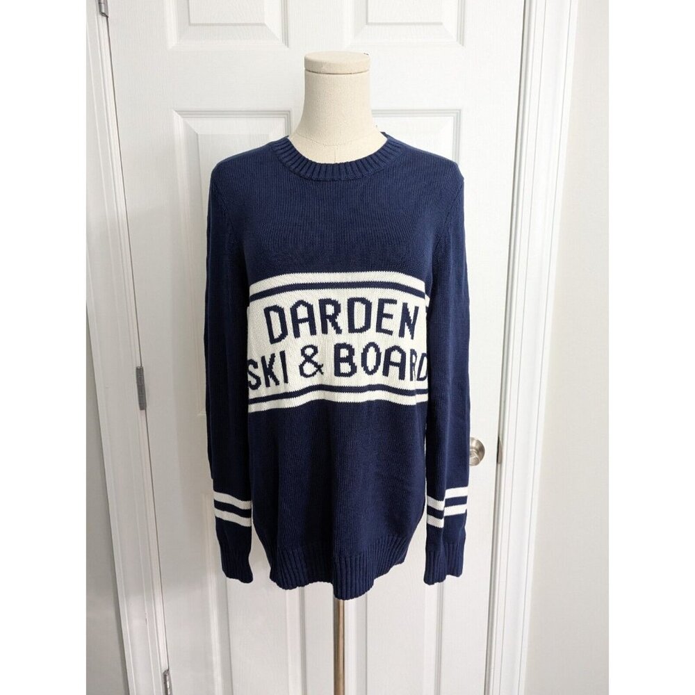 Ellsworth + Ivey Blue Color Block Darden Ski Snowboard Crewneck Sweater Size XS